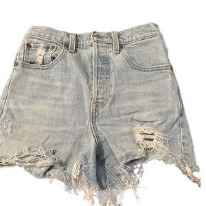 Levi's Light Blue Ripped Jean Shorts